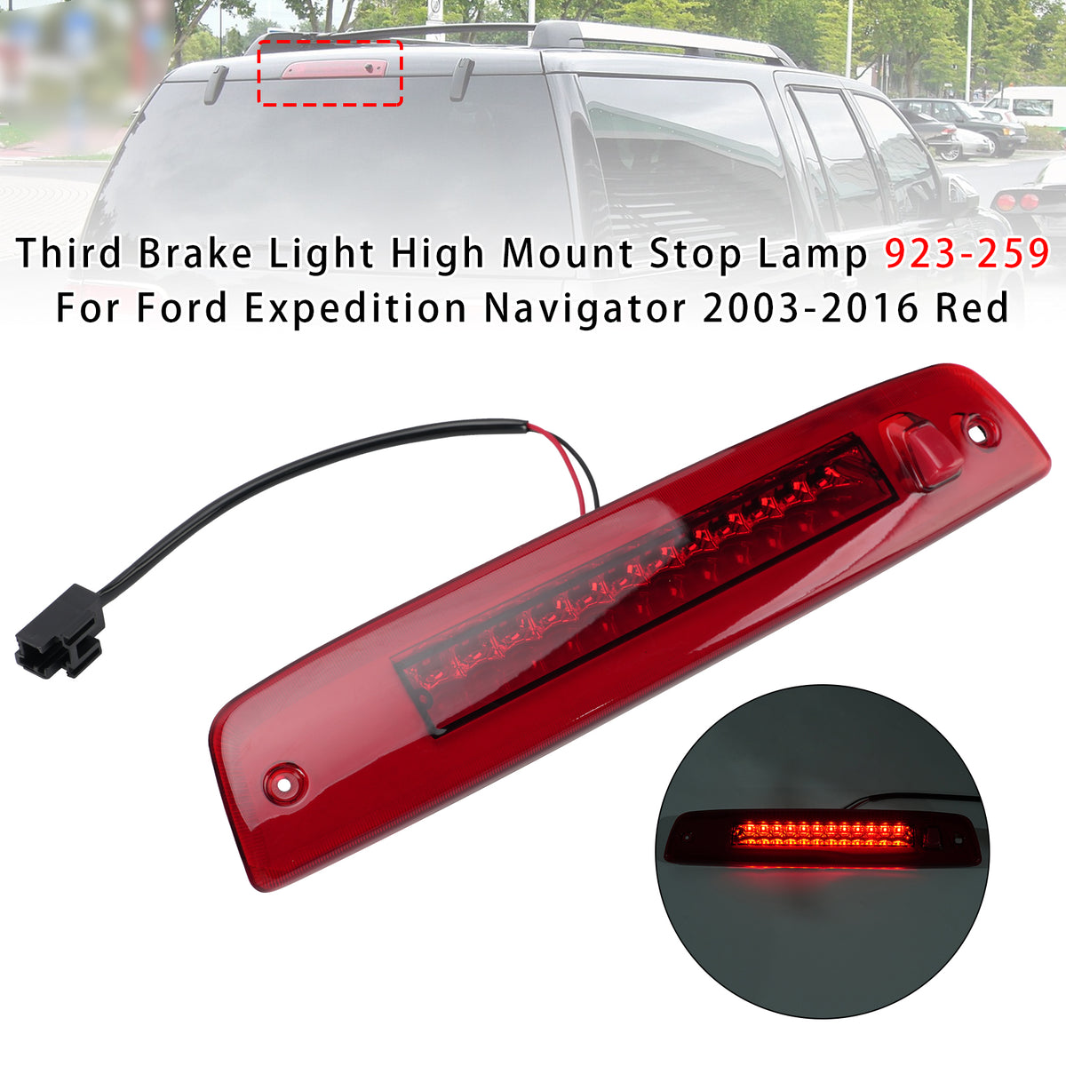 2003-2016 Lincoln Navigator Third Brake Light High Mount Stop Lamp 6L1Z13A613AA 7L1Z13A613A Generic