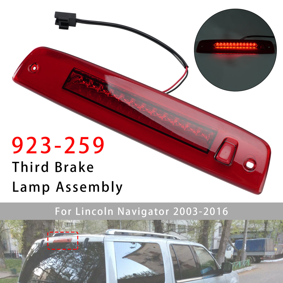2003-2016 Ford Expedition Third Brake Light High Mount Stop Lamp 6L1Z13A613AA 7L1Z13A613A Generic