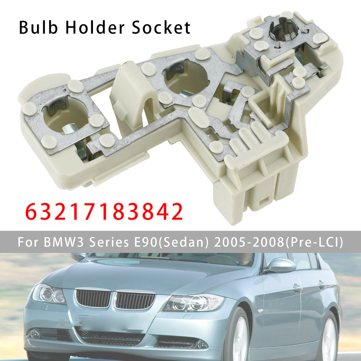 2005-2008 BMW 3 Series E90(Sedan) (Pre-LCI) Rear Right Bulb Holder Socket 63217183842 7183842 Generic