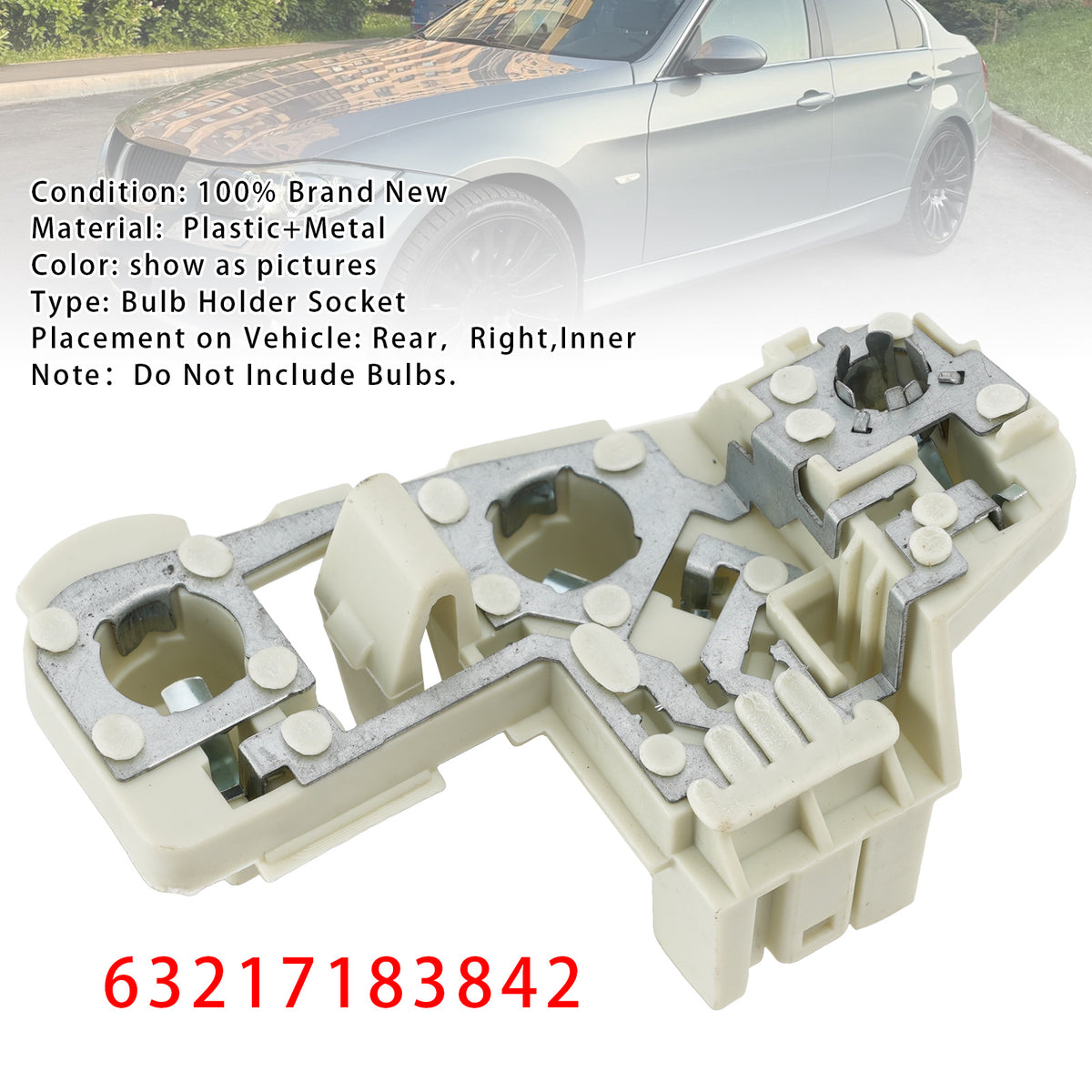 2005-2008 BMW 3 Series E90(Sedan) (Pre-LCI) Rear Right Bulb Holder Socket 63217183842 7183842 Generic