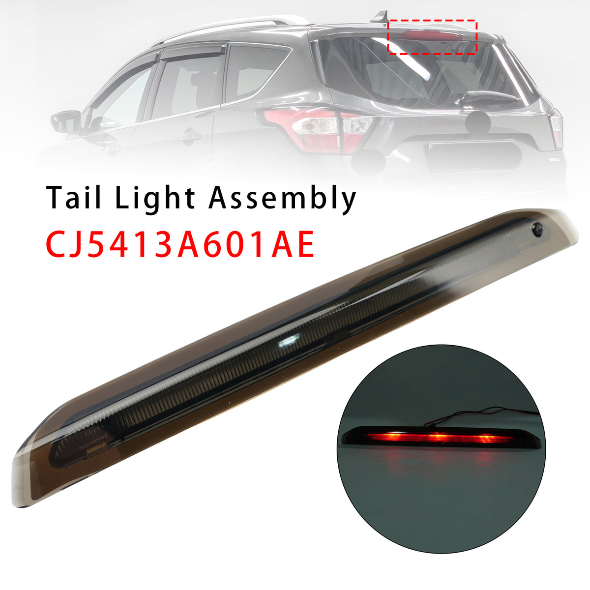 2012-2020 Ford Escape/Kuga MK2 TE TF DM2 Rear High Mounted Brake Lamp Light Black CJ5413A601AE CJ5413A601AD Generic