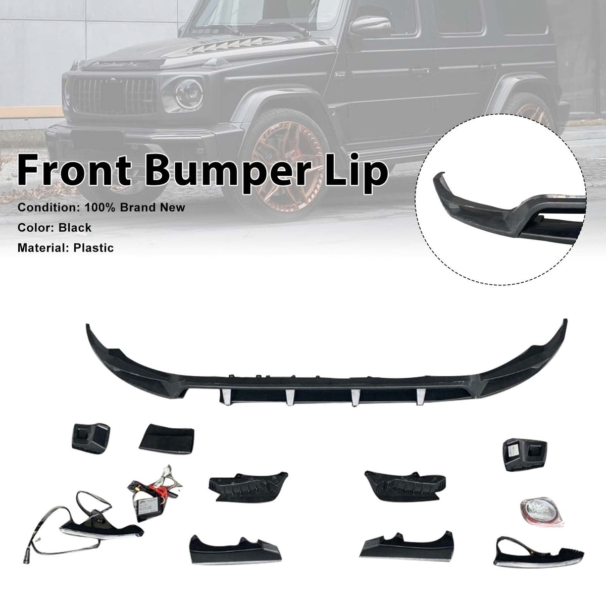 2019-2023 Mercedes Benz G-Class W464 W463A Shark Style Front Bumper Lip Generic
