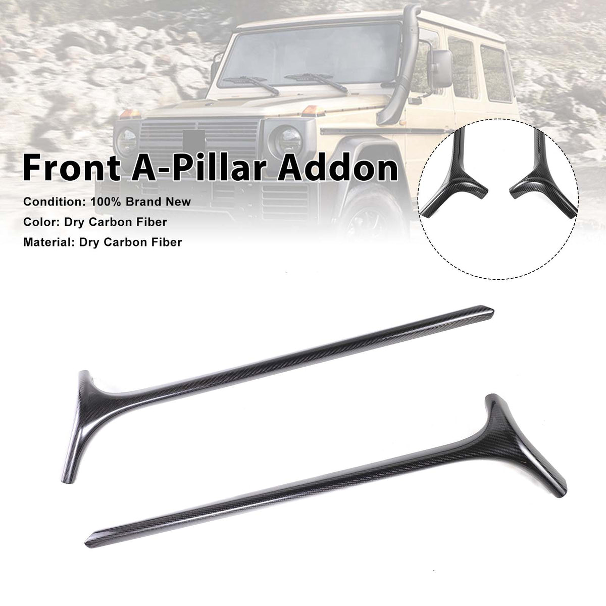 2019-2023 Mercedes Benz G-Class W464 W463A Carbon Fiber Front Window A-Pillar Addon Generic