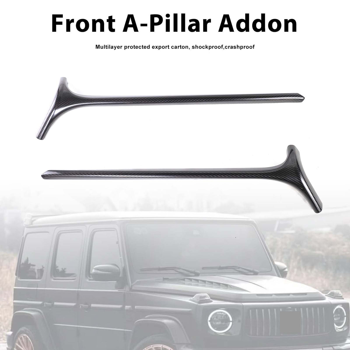 2019-2023 Mercedes Benz G-Class W464 W463A Carbon Fiber Front Window A-Pillar Addon Generic