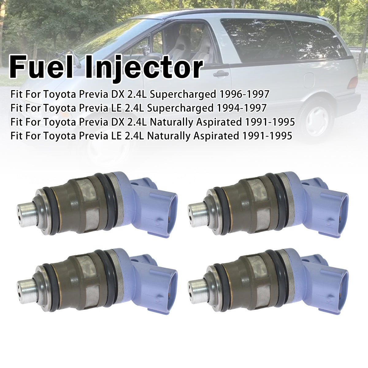 1994-1997 Toyota Previa LE 2.4L Supercharged 4Pcs Fuel Injector 23250-76010 FJ181 Generic