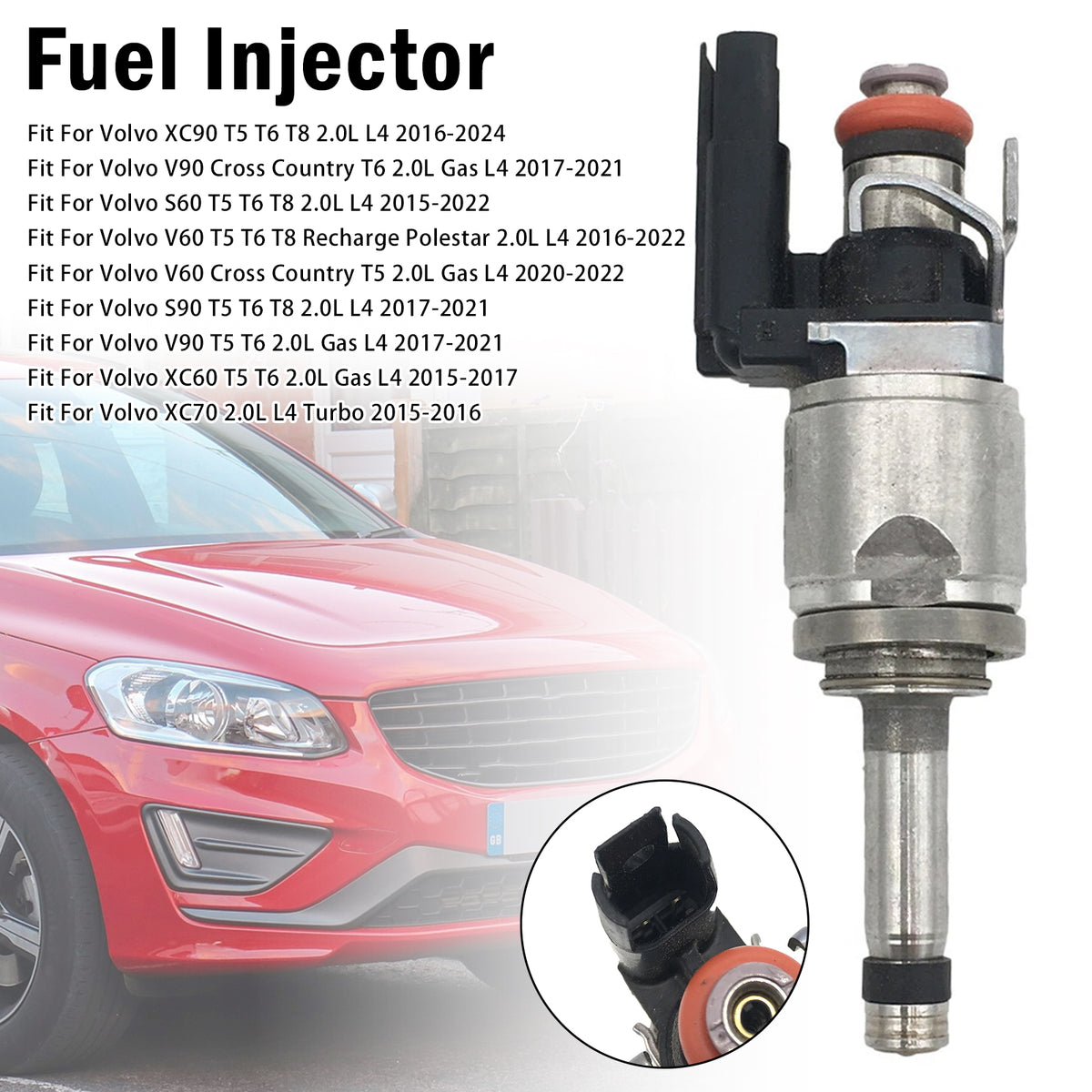 2016-2022 Volvo V60 T5 T6 T8 Recharge Polestar 2.0L L4 1Pcs Fuel Injector 31465787 31465786 Generic