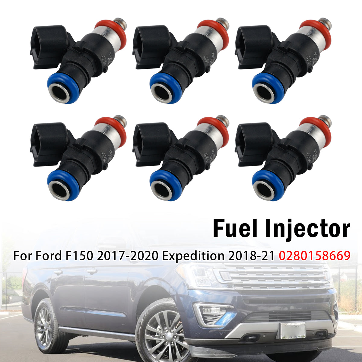 2018-2021 Ford Expedition 3.5 V6 VIN T 6Pcs Fuel Injector 0280158669 FJ1491 Generic