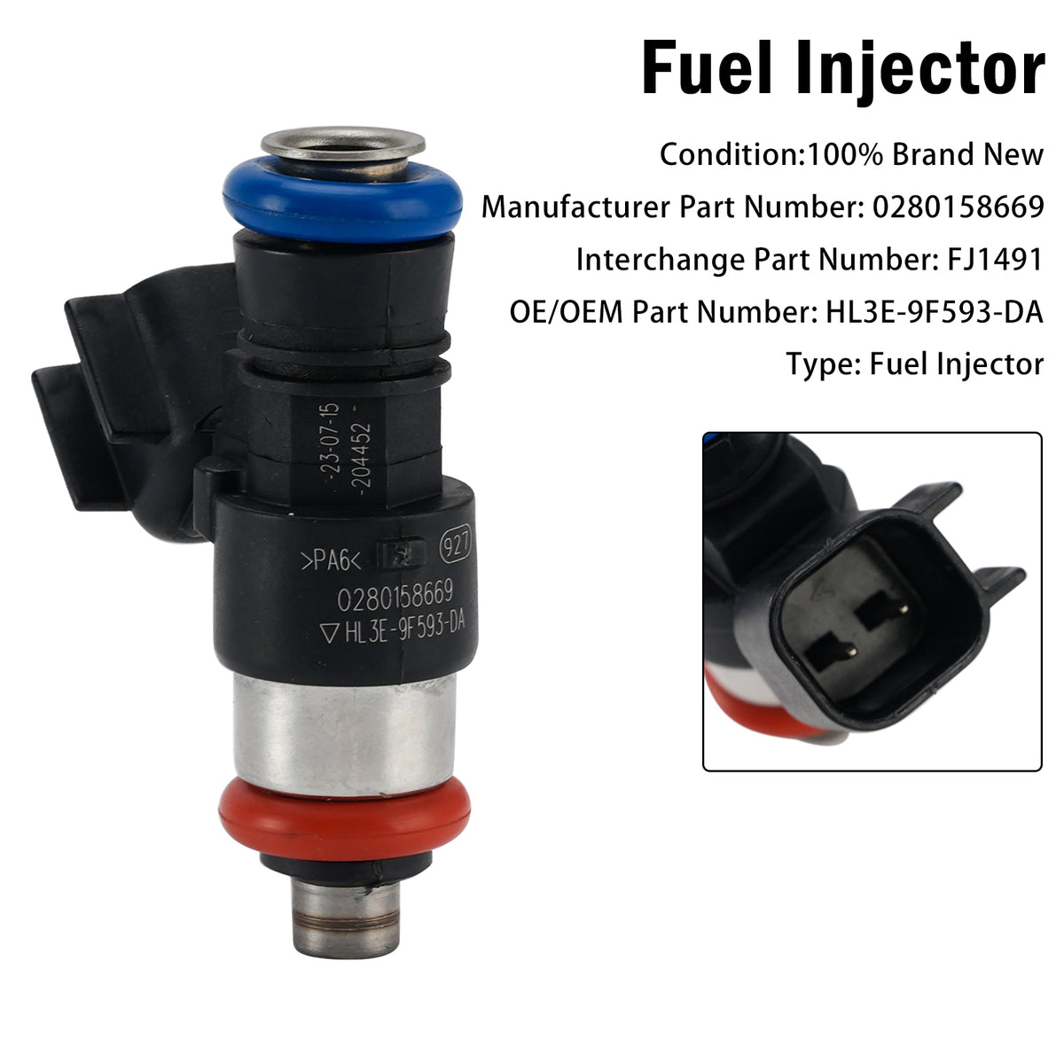2018-2021 Ford Expedition 3.5 V6 VIN T 1Pcs Fuel Injector 0280158669 FJ1491 Generic