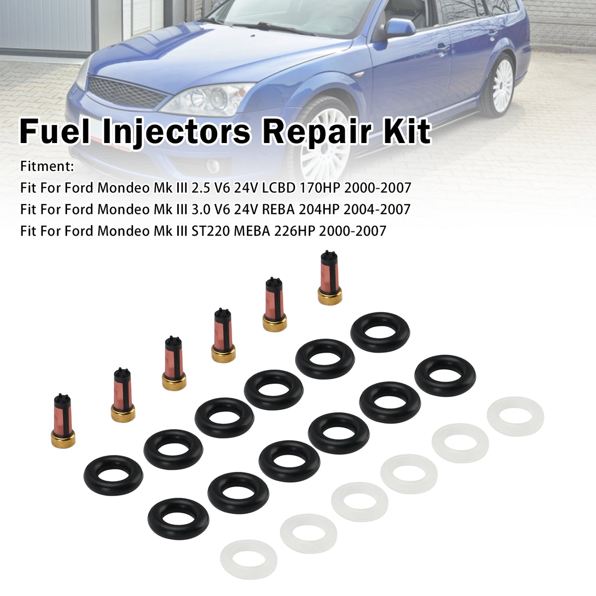 2000-2007 Ford Mondeo Mk III 2.5 V6 24V LCBD 170HP Fuel Injector Seal O-Ring 0280150158 0280155911 0280155885 Generic