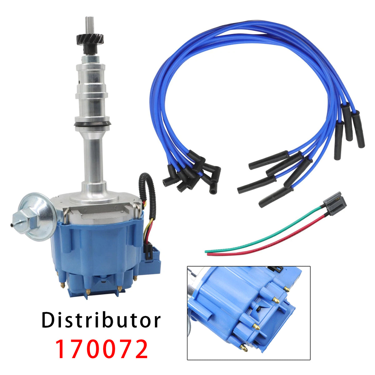 Ford BIG BLOCK FE V8 Distributor 332 352 360 406 427 428 & Spark Plug Wires 70072 170072 Generic