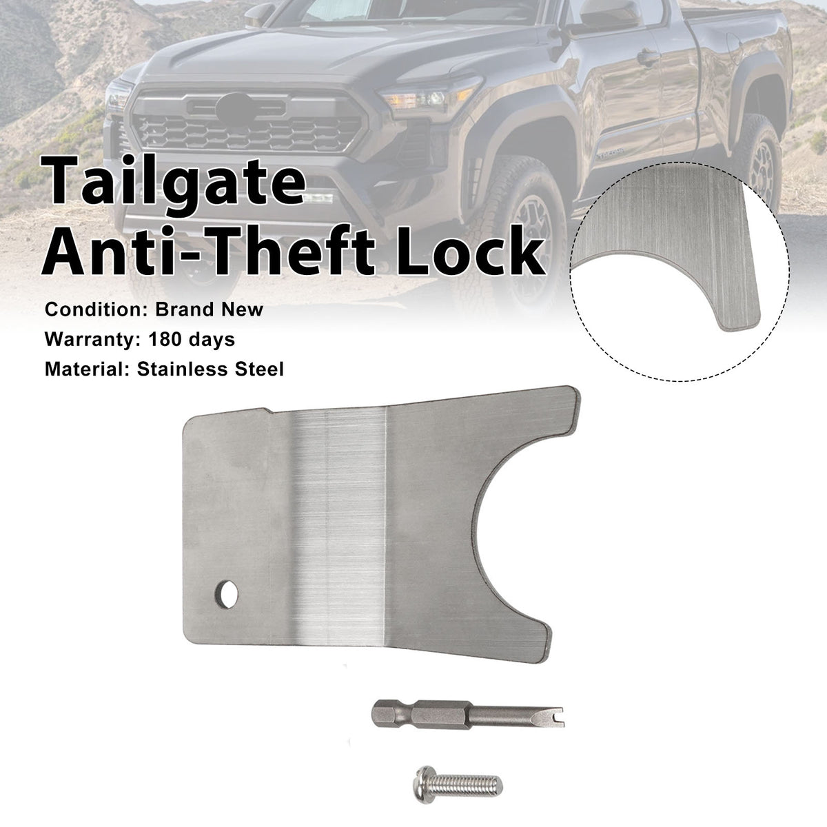 2024-2026 Toyota Tacoma Tailgate Security Device Bed Tailgate Anti-Theft Lock Generic