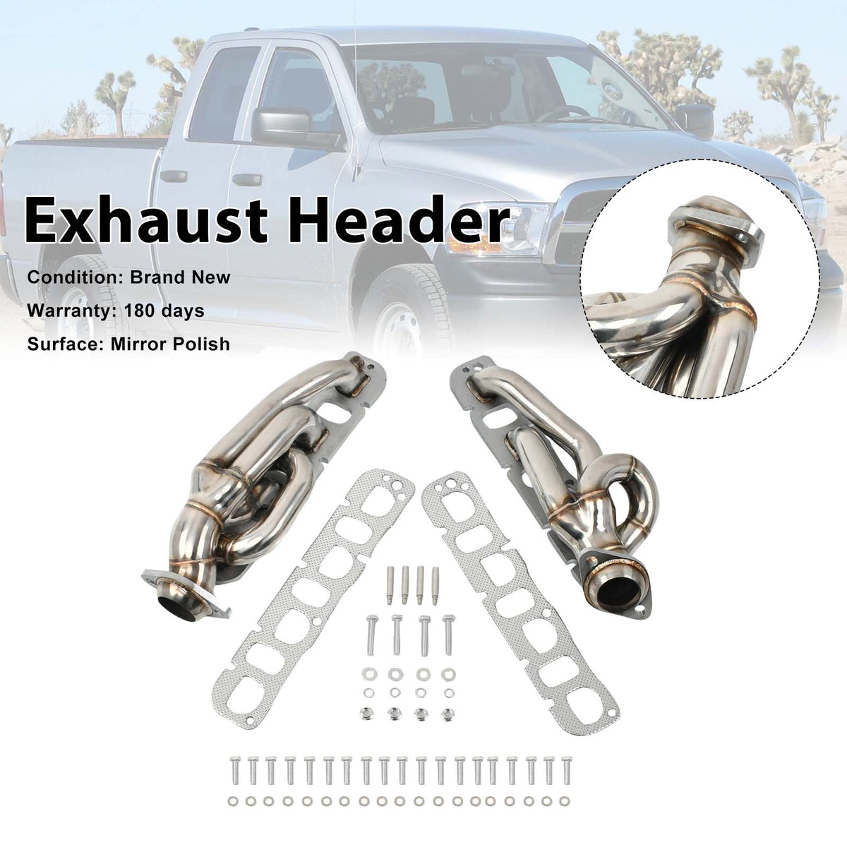 2009-2018 Dodge Ram 1500 5.7L HEMI Engines Steel Exhaust Manifold Header Generic
