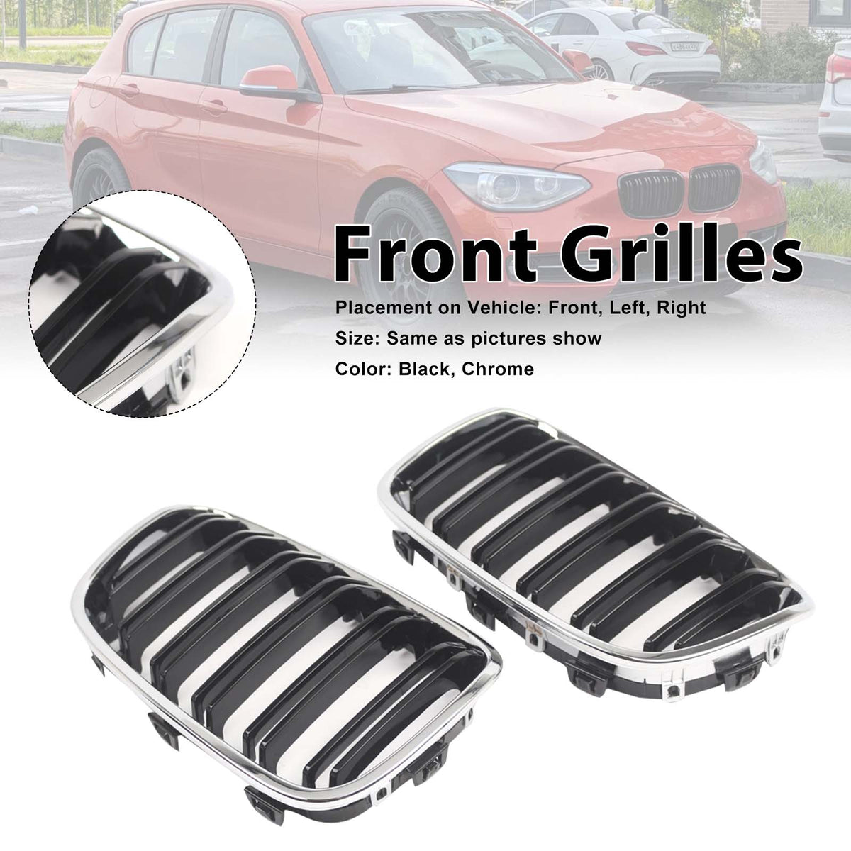 2012-2014 BMW 1-Series F20 F21 3-door Pre-facelift 2PCS Front Bumper Kidney Grille Grill 51137239022 551137239021 Generic