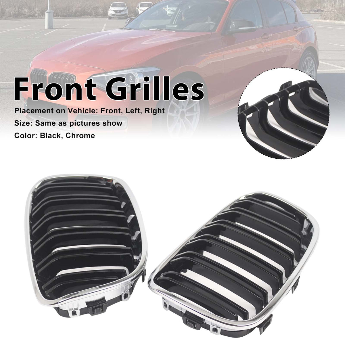 2012-2014 BMW 1-Series F20 F21 3-door Pre-facelift 2PCS Front Bumper Kidney Grille Grill 51137239022 551137239021 Generic