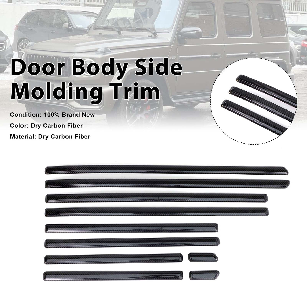 2019-2026 Mercedes Benz G-Class W464 W465 Real Carbon Door Body Side Molding Trim Generic