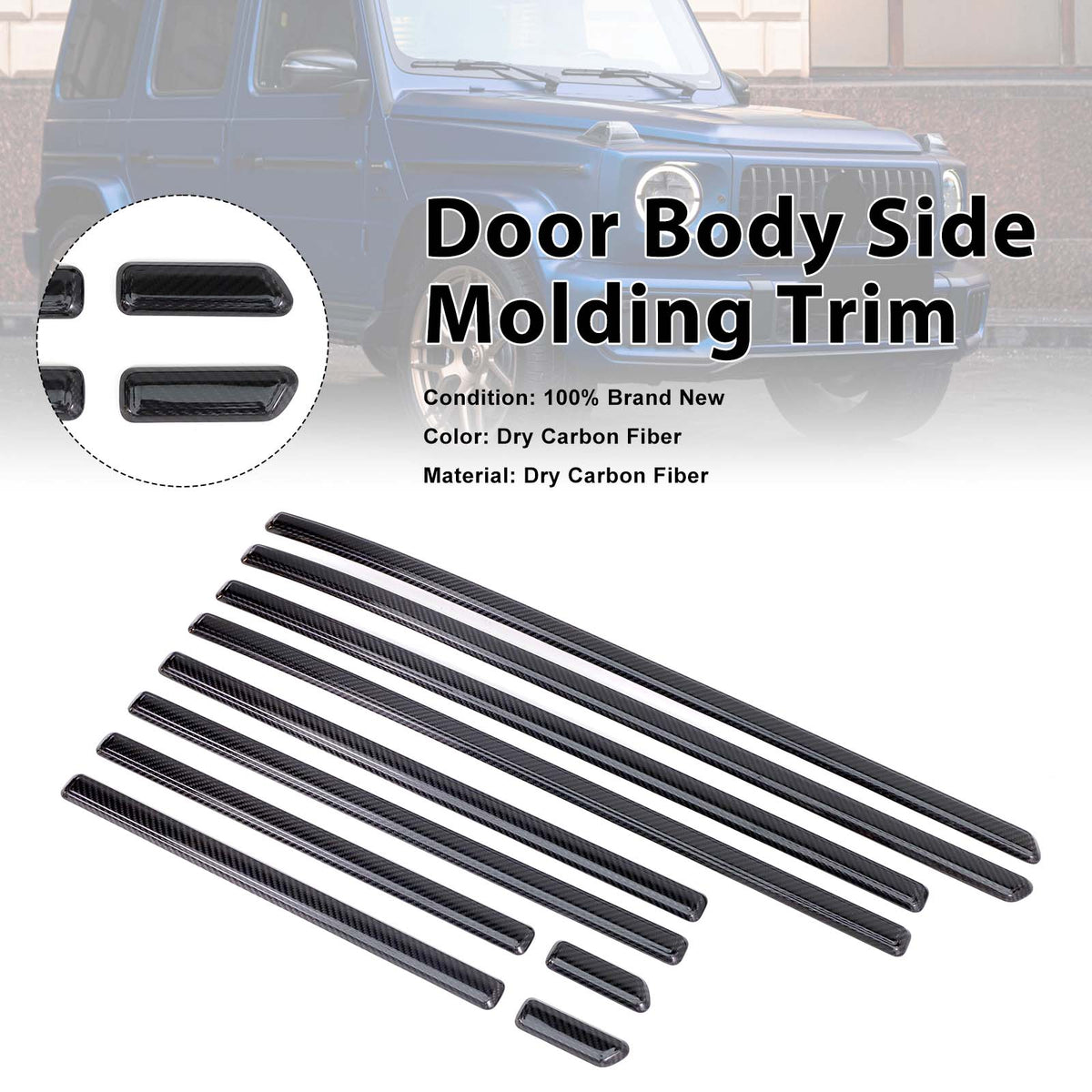 2019-2026 Mercedes Benz G-Class W464 W465 Real Carbon Door Body Side Molding Trim Generic