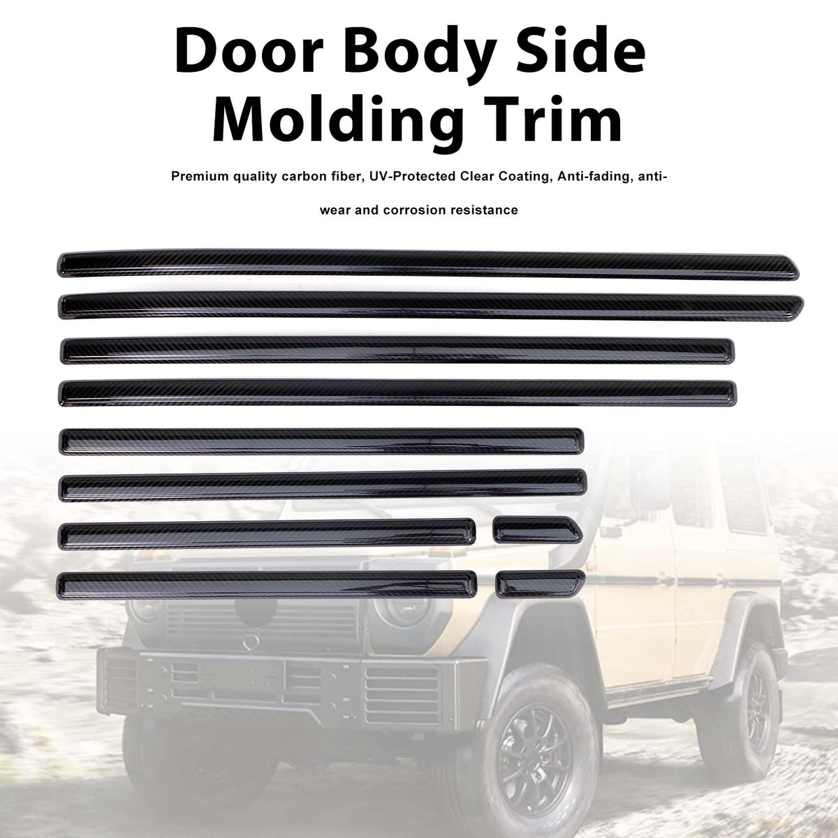 2019-2026 Mercedes Benz G-Class W464 W465 Real Carbon Door Body Side Molding Trim Generic