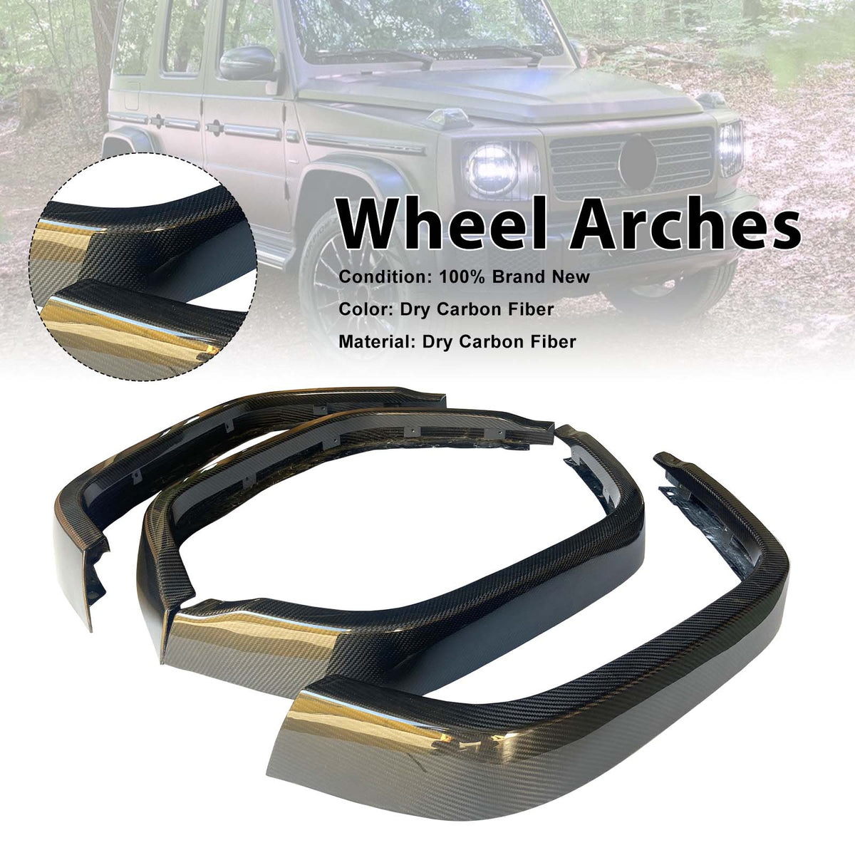 2019-2023 Mercedes Benz G-Class W464 W463A Dry Carbon Front Rear Wheel Arches Generic