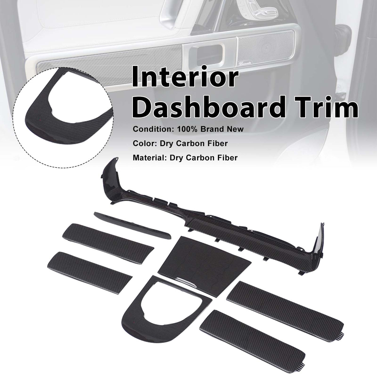 2019-2023 Mercedes Benz G-Class W464 W463A Dry Carbon Interior Dashboard Trim Generic