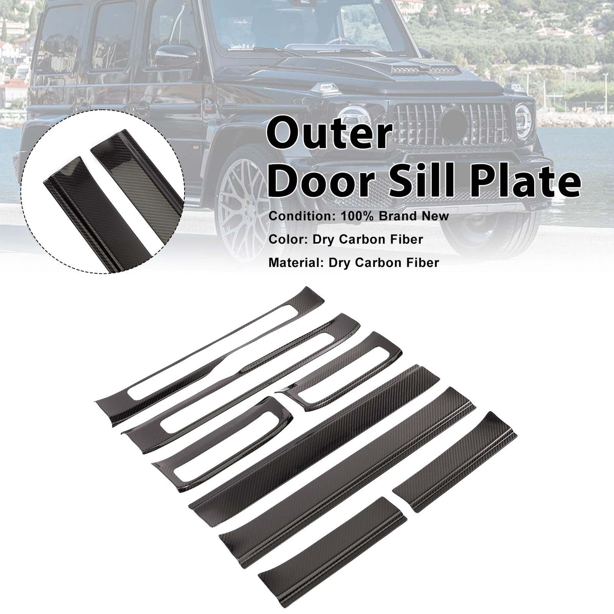 2019-2023 Mercedes Benz G-Class W463A W464 Carbon Fiber Outer Door Sill Plate Cover Trim Generic