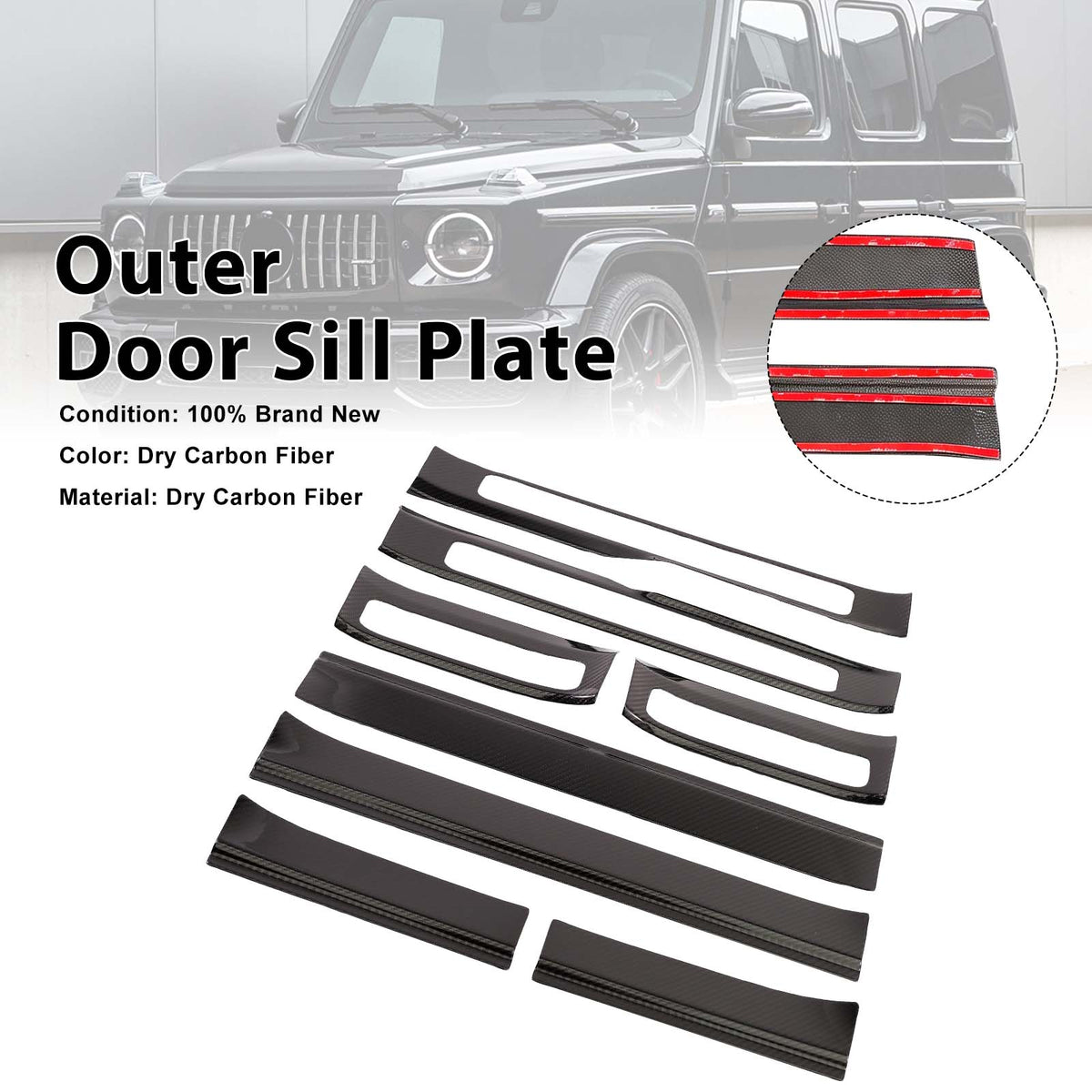 2019-2023 Mercedes Benz G-Class W463A W464 Carbon Fiber Outer Door Sill Plate Cover Trim Generic