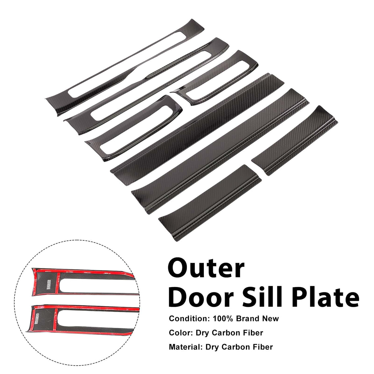 2019-2023 Mercedes Benz G-Class W463A W464 Carbon Fiber Outer Door Sill Plate Cover Trim Generic