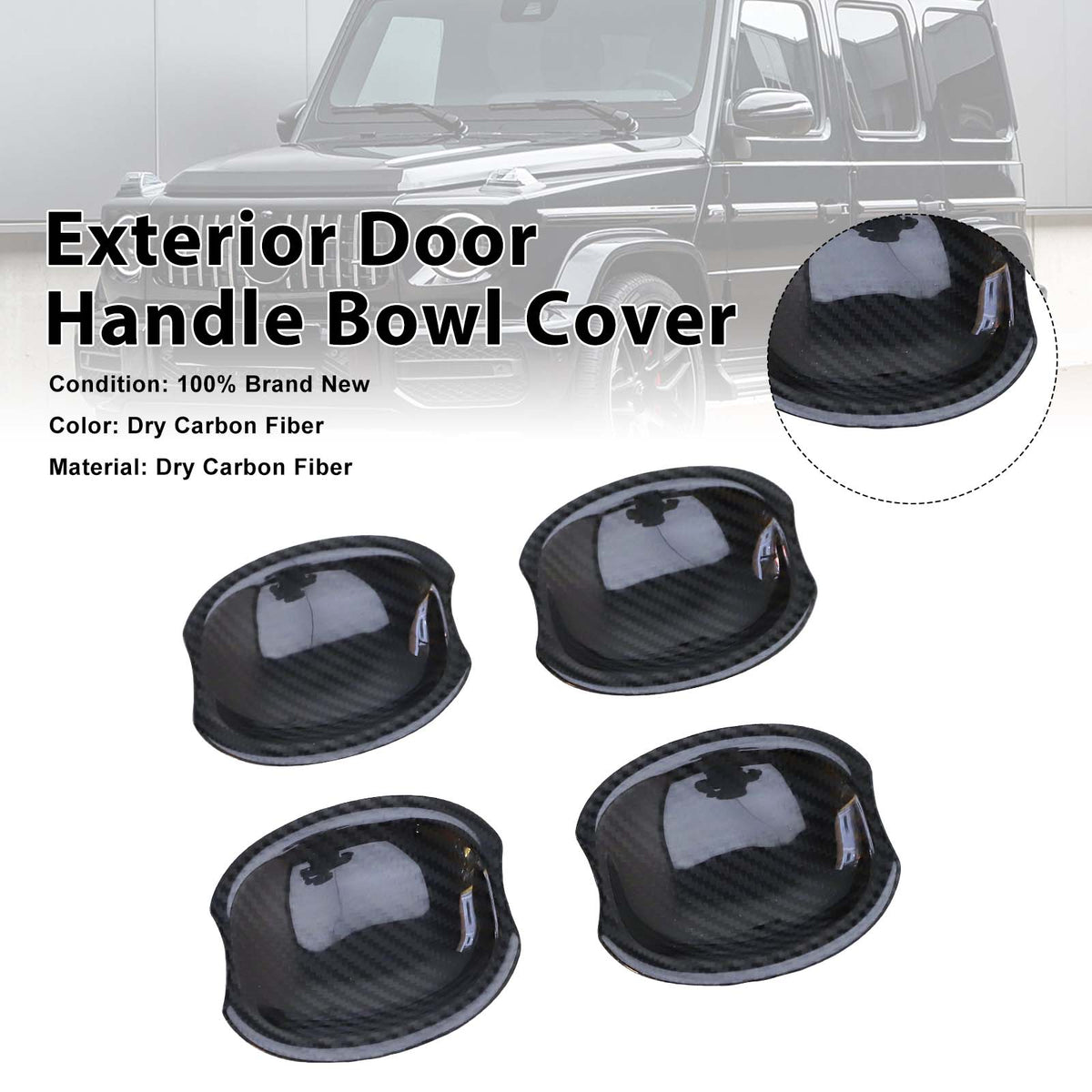 2019-2023 Mercedes Benz G-Class W463A W464 Carbon Fiber Exterior Door Handle Bowl Cover Generic