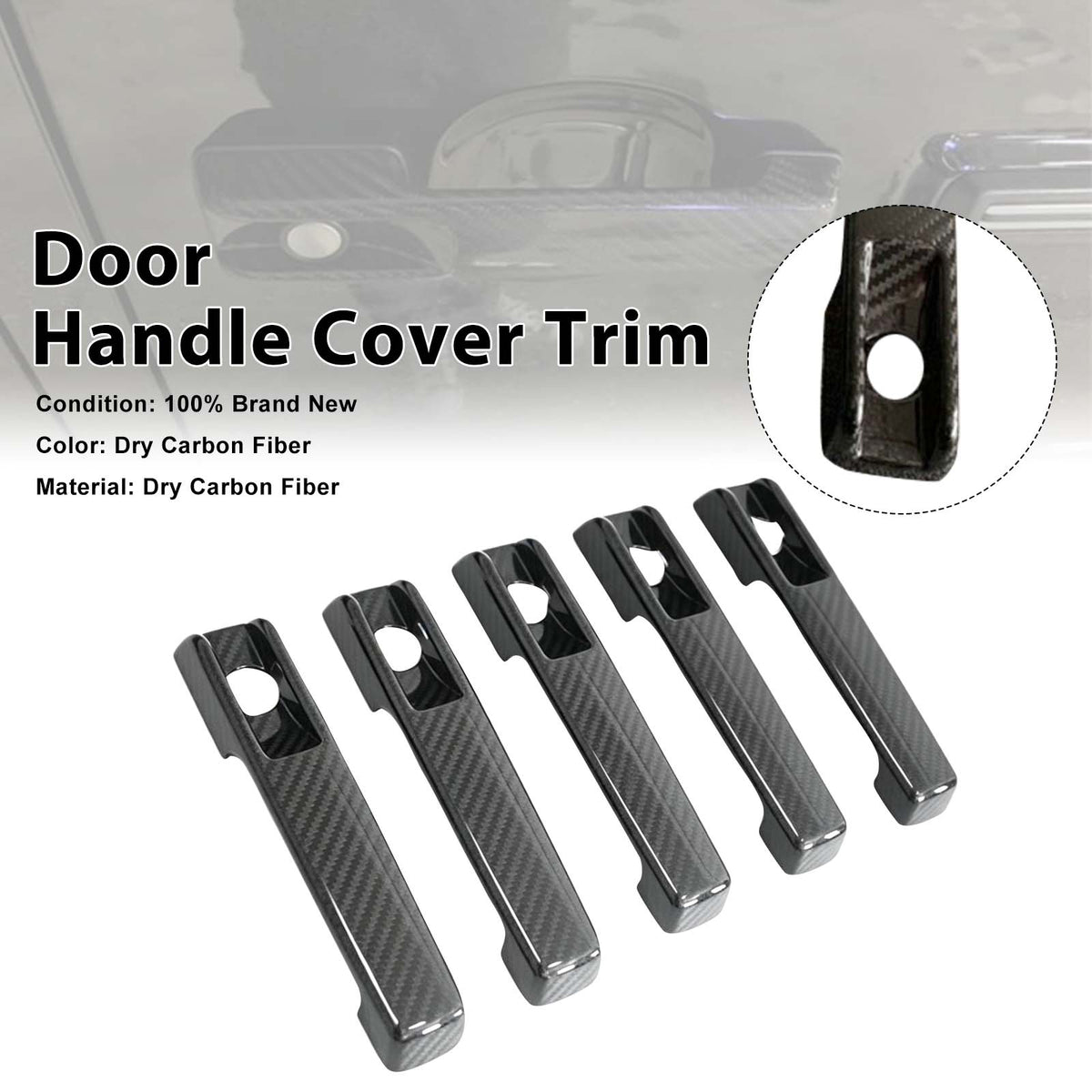 2019-2023 Mercedes Benz G-Class W463A W464 5PCS Dry Carbon Door Handle Cover Trim Generic