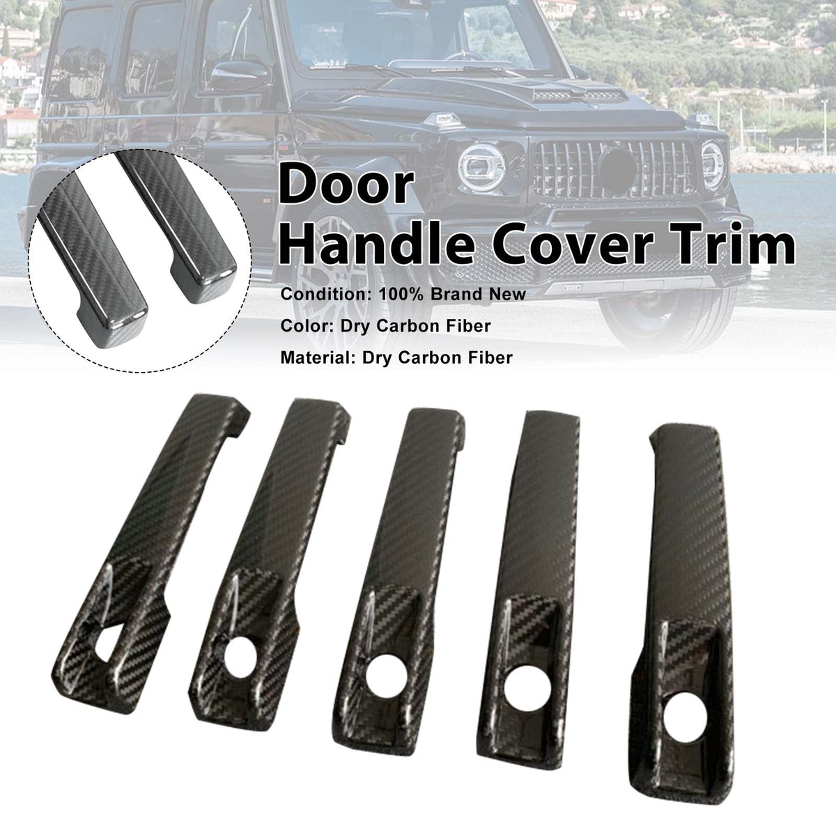 2019-2023 Mercedes Benz G-Class W463A W464 5PCS Dry Carbon Door Handle Cover Trim Generic