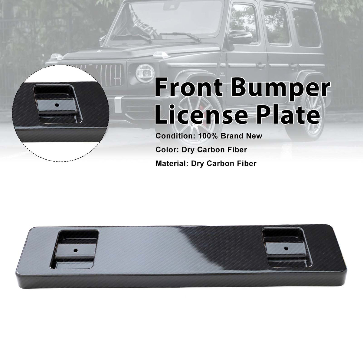 2019-2023 Mercedes Benz G-Class W463A W464 Dry Carbon Front Bumper License Plate Generic