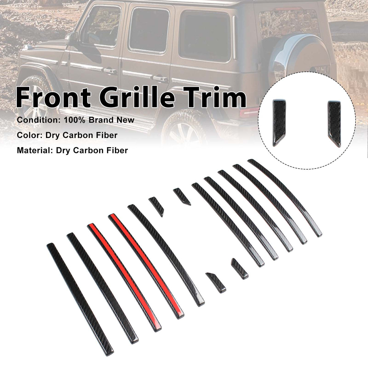 2019-2023 Mercedes Benz G-Class W463A W464 G63 Upgrade B900 Rocket Style Carbon Fiber Front Grille Trim Cover Generic