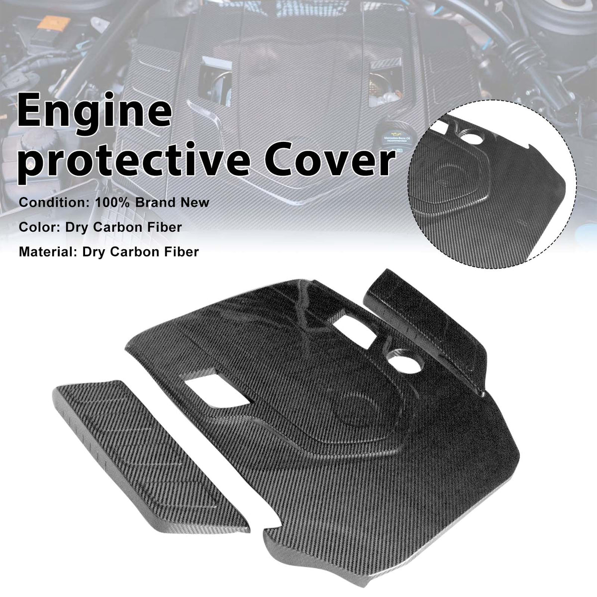 2019-2023 Mercedes Benz G-Class W463A W464 Dry Carbon Fiber Engine Cover Wind-Box Plate Generic