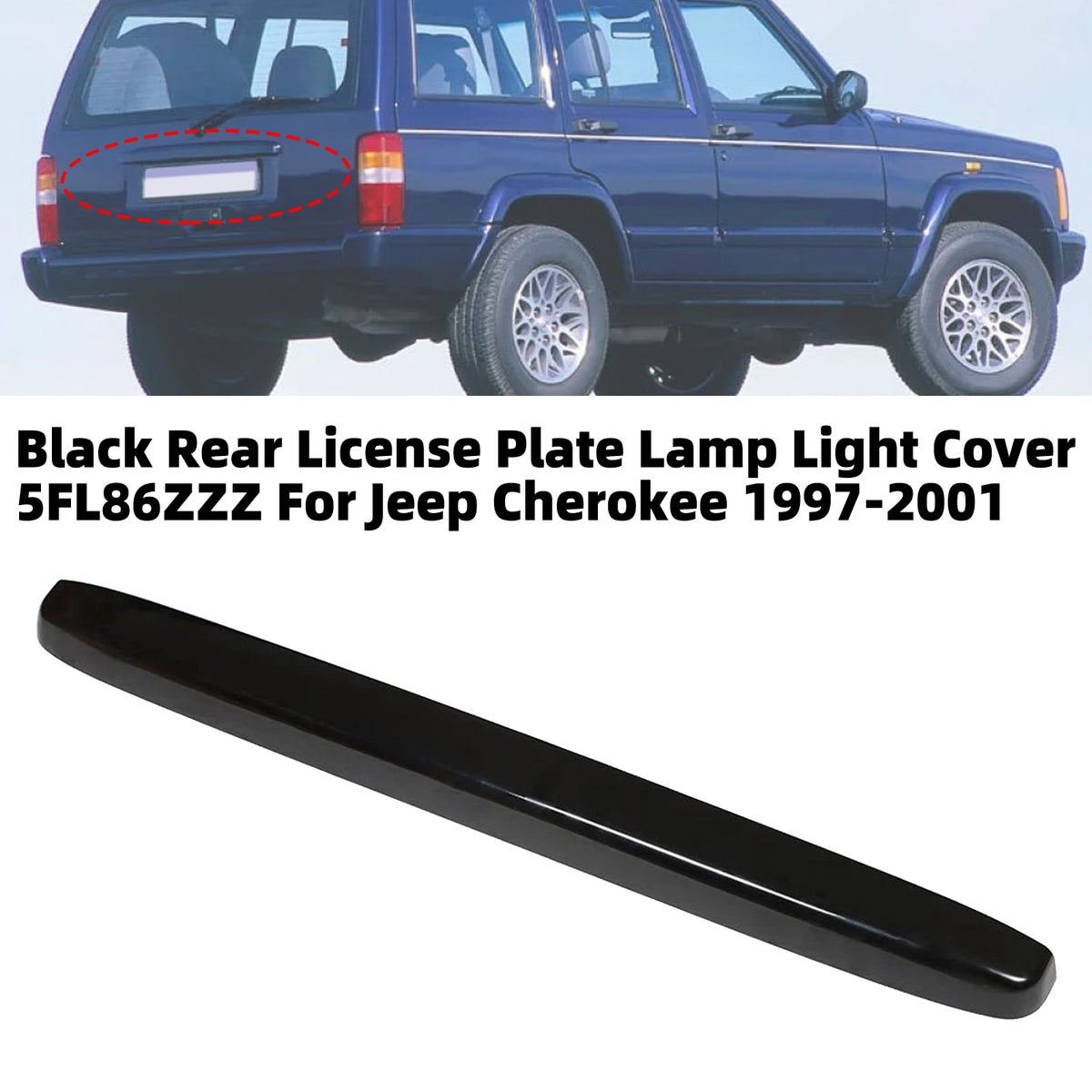 1997-2001 Jeep Cherokee Black Rear License Plate Lamp Light Cover 5FL86ZZZ Generic