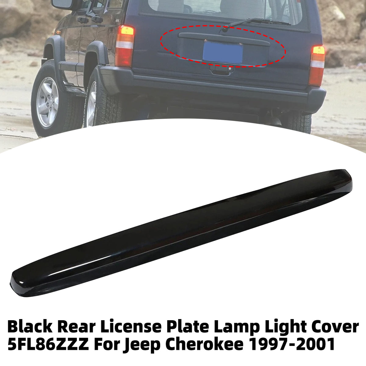 1997-2001 Jeep Cherokee Black Rear License Plate Lamp Light Cover 5FL86ZZZ Generic