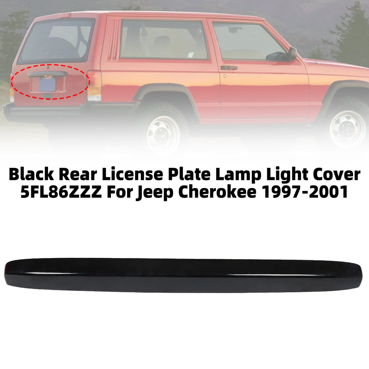 1997-2001 Jeep Cherokee Black Rear License Plate Lamp Light Cover 5FL86ZZZ Generic