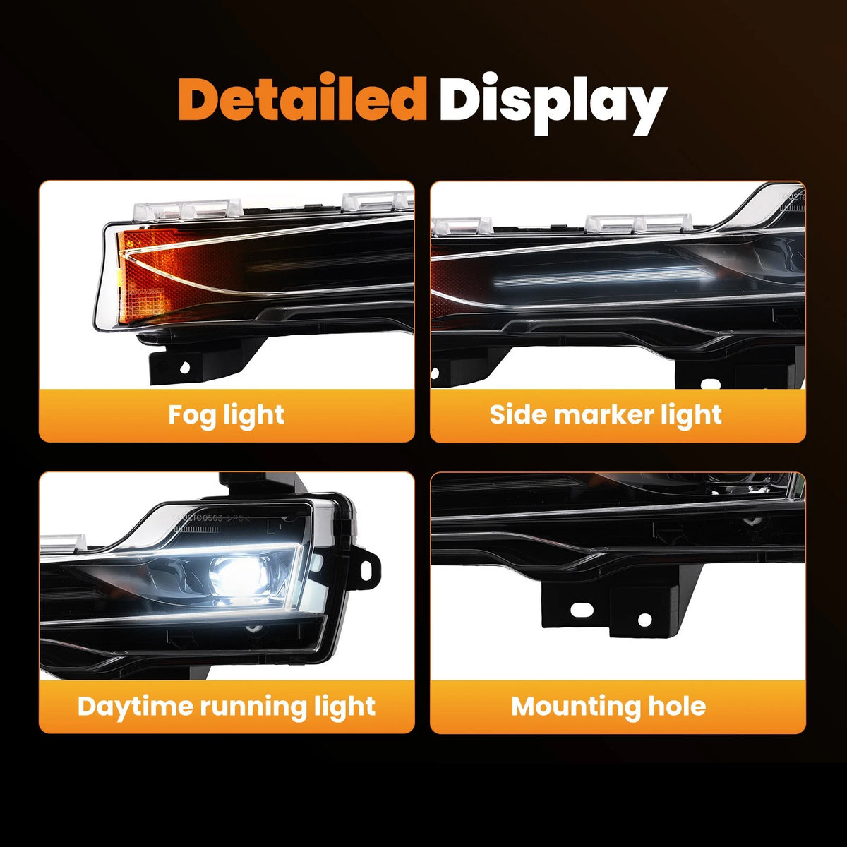 2017-2023 Tesla Model 3 (Fit All Standard, Standard Plus, Long Range, Performance) Front Left Side Fog Light Lamps LED DRL 1077391 Generic