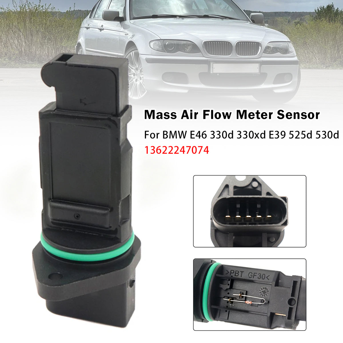 BMW 5 Series E39 530d Mass Air Flow Meter Sensor 13622247074 13712247002 Generic
