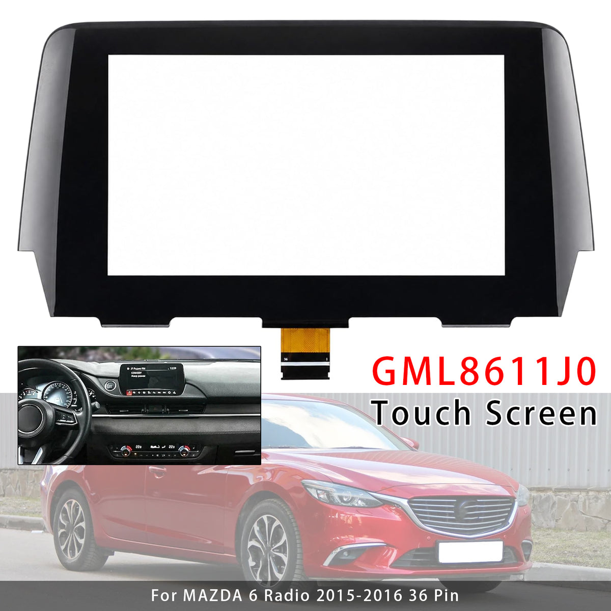 2015-2016 MAZDA 6 Radio 36 Pin 7" Touch Screen Digitizer Replacement GML8611J0 GML861 1J0 B61a-61-1j0 Generic