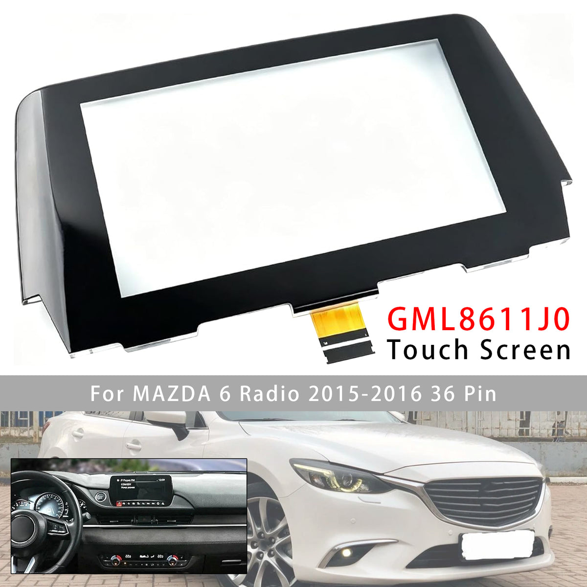 2015-2016 MAZDA 6 Radio 36 Pin 7" Touch Screen Digitizer Replacement GML8611J0 GML861 1J0 B61a-61-1j0 Generic