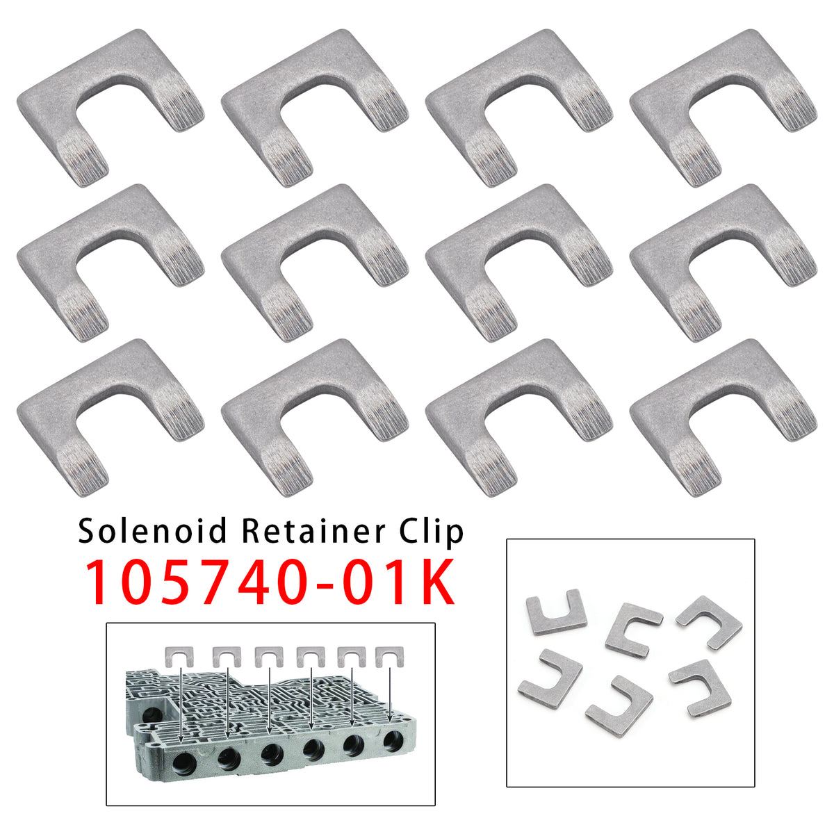 2007- 10L80 10L90 10R80 Transmission Valve Body 12PCS Solenoid Retainer Clip 105740-01K S164741C-4K Generic