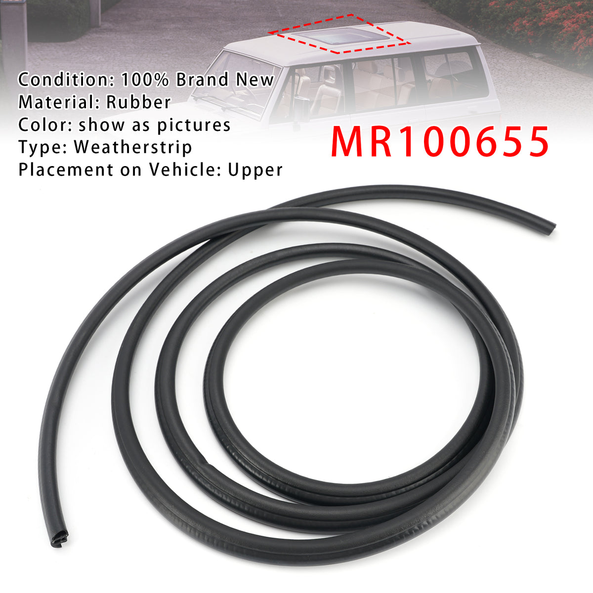 1982-1999 Mitsubishi Pajero/Montero V33 V43 V45 Sunroof Weatherstrip Seal MR100655 Generic