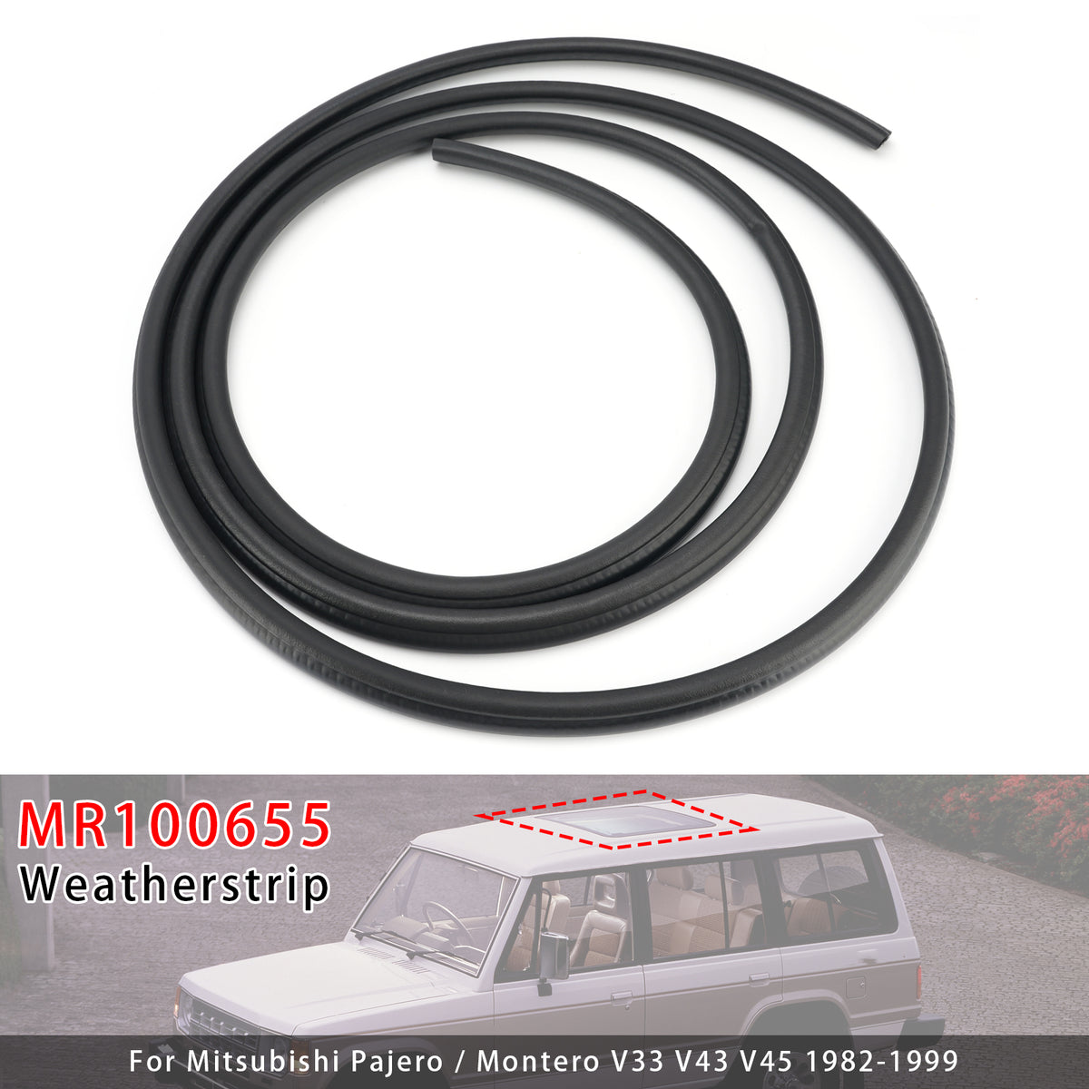 1982-1999 Mitsubishi Pajero/Montero V33 V43 V45 Sunroof Weatherstrip Seal MR100655 Generic