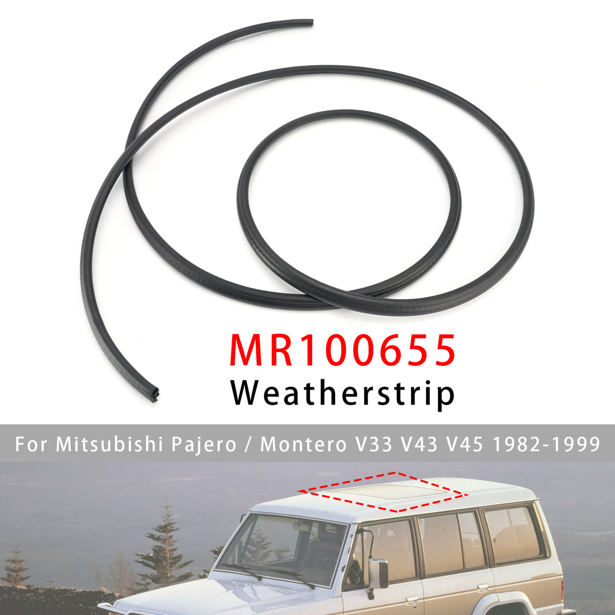 1982-1999 Mitsubishi Pajero/Montero V33 V43 V45 Sunroof Weatherstrip Seal MR100655 Generic