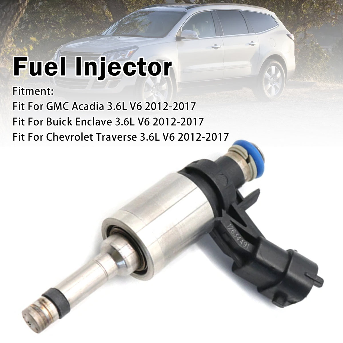 2012-2017 GMC Acadia 3.6L V6 1Pcs Fuel Injector 12634491 0261500131 Generic