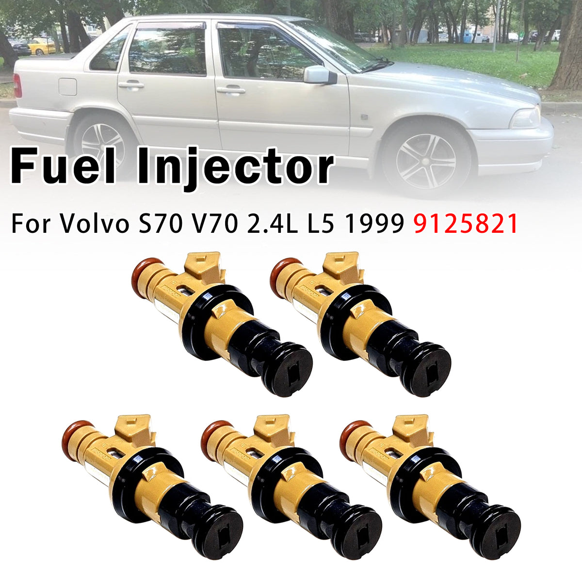 1999 Volvo S70 2.4L L5 5Pcs Fuel Injector 9125821 852-12180 Generic