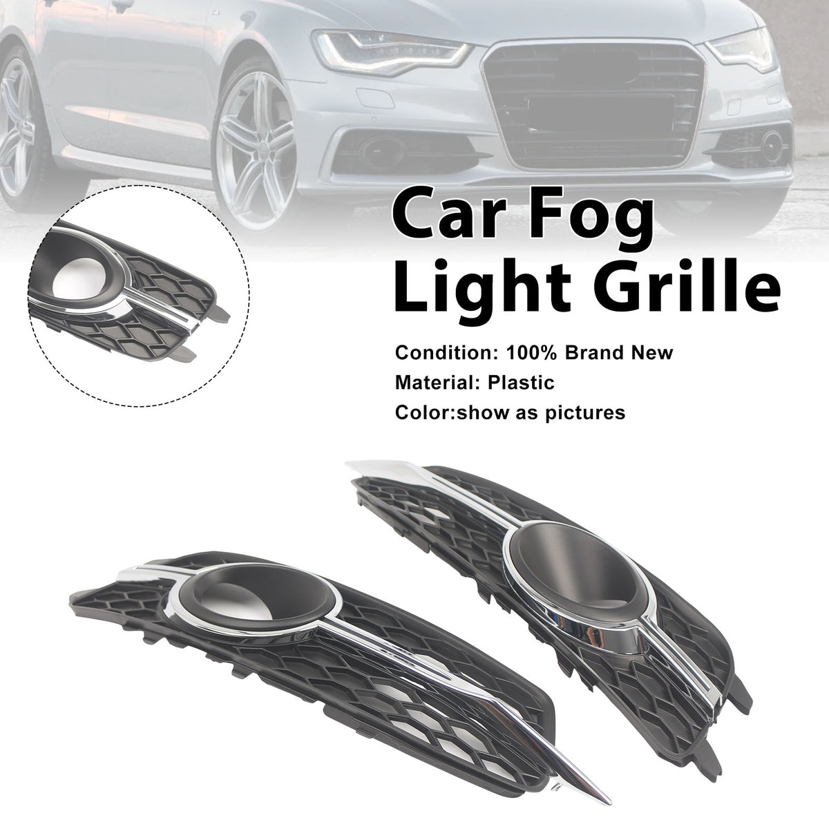 2012-2014 Audi A6 C7 S-Line 2PCS Car Front Bumper Fog Light Grille 4G0807681K 4G0807682E Generic