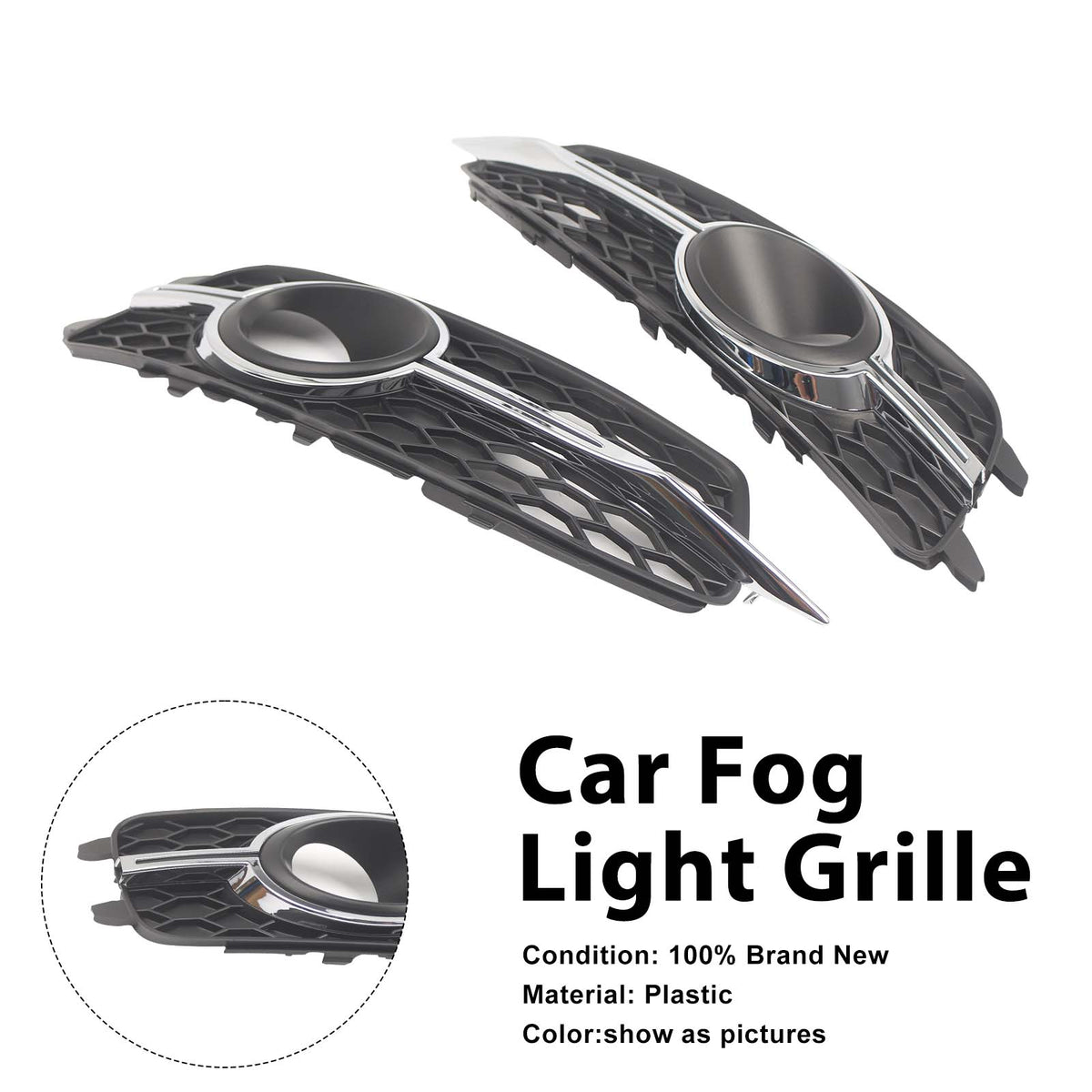 2012-2014 Audi A6 C7 S-Line 2PCS Car Front Bumper Fog Light Grille 4G0807681K 4G0807682E Generic