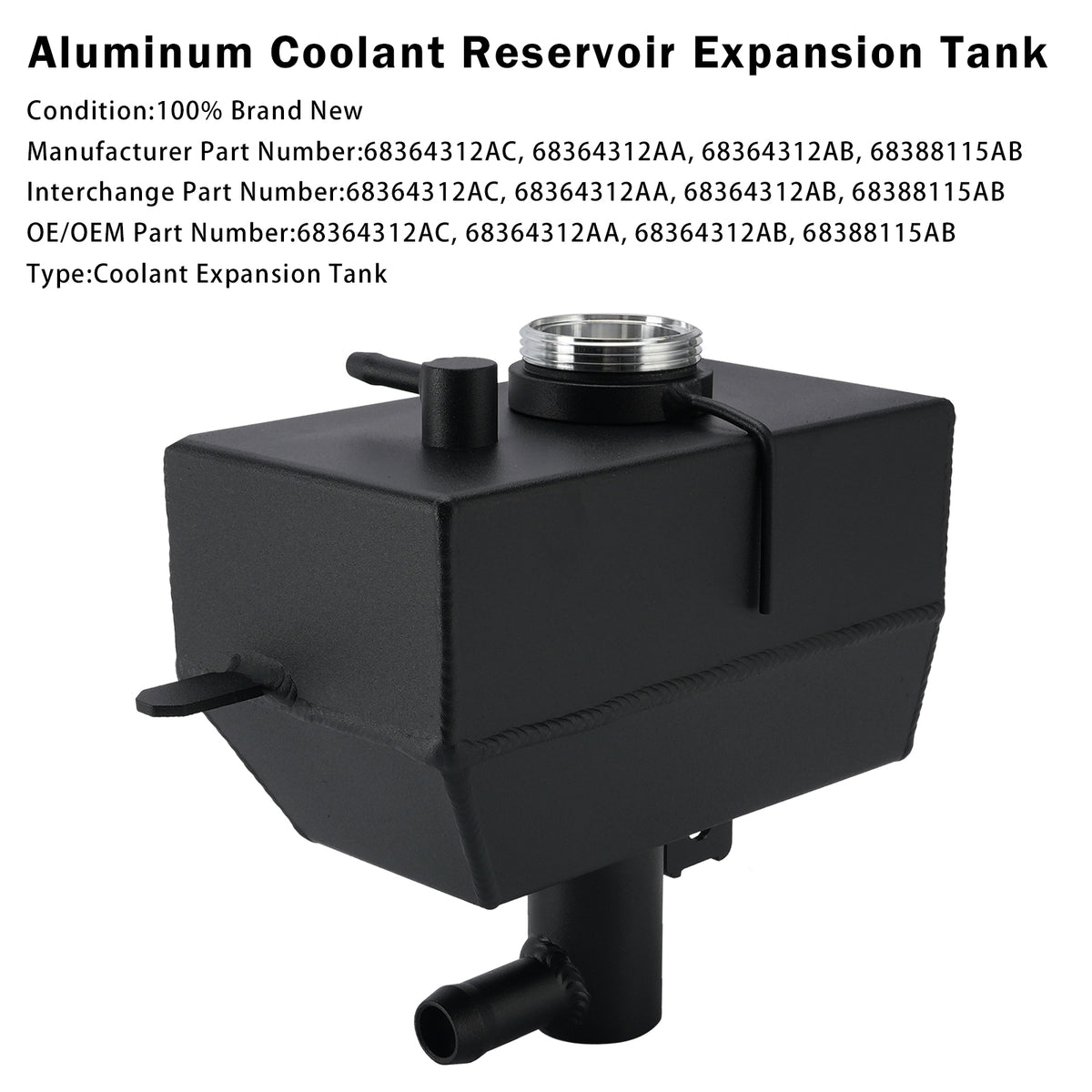2020-2025 Jeep Gladiator JT 2.0L 3.6L Coolant Reservoir Expansion Tank 68364312AC 68364312AB Generic