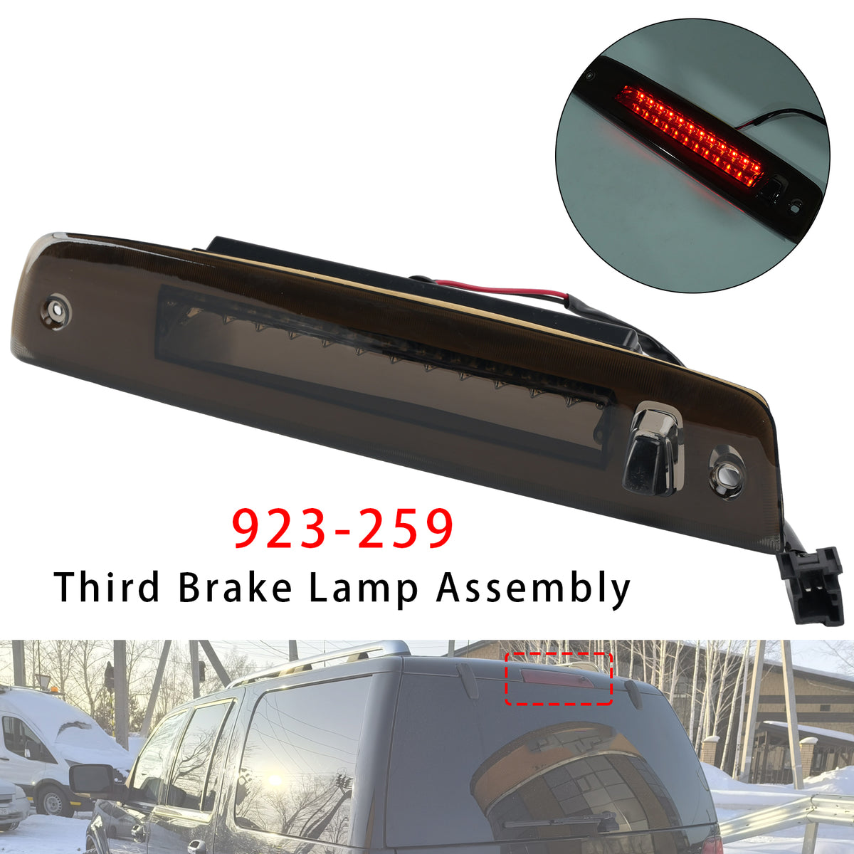 2003-2016 Ford Expedition Third Brake Light High Mount 923-259 Black 2L1Z13A613AA 2L1Z13A613AB Generic