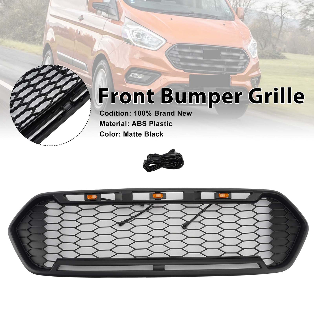 2018-2023 Ford Transit Custom Raptor Style (Doesn't MSRT Custom!!!) Matte Black Front Bumper Grille 2467234 Generic